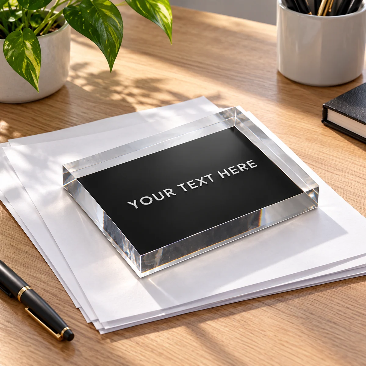 Clear Acrylic Black Panel Weight - view 3